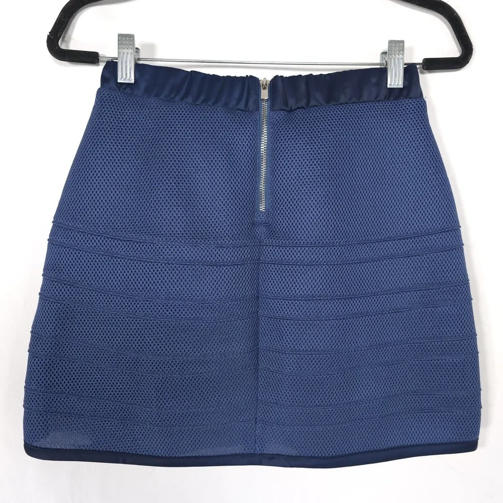 MAJE PARÍS Women's New XS T1 Mini Skirt Jude Boule Matiere Navy Blue E14ESSAGE